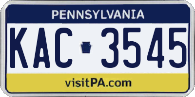 PA license plate KAC3545