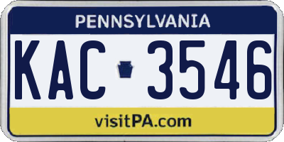 PA license plate KAC3546