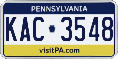 PA license plate KAC3548
