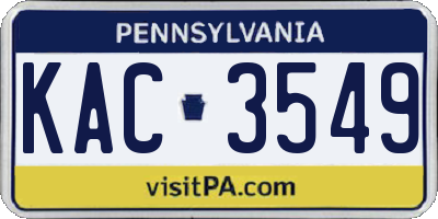 PA license plate KAC3549