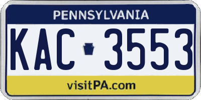 PA license plate KAC3553