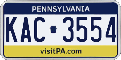 PA license plate KAC3554