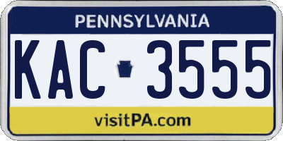 PA license plate KAC3555