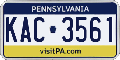 PA license plate KAC3561