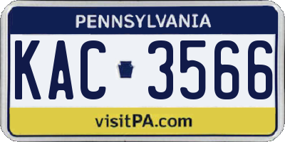 PA license plate KAC3566