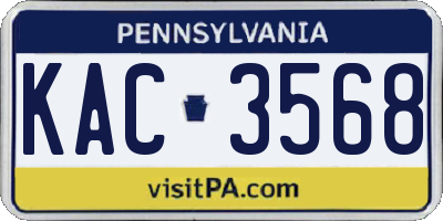 PA license plate KAC3568