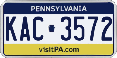PA license plate KAC3572