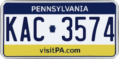 PA license plate KAC3574