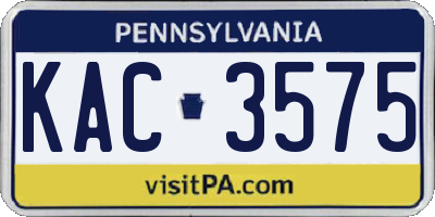 PA license plate KAC3575