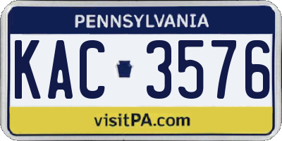 PA license plate KAC3576