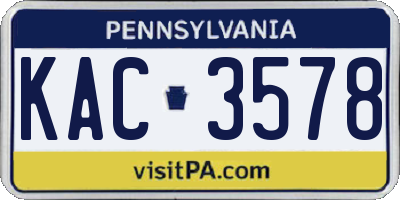 PA license plate KAC3578