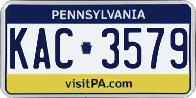 PA license plate KAC3579