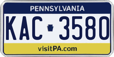 PA license plate KAC3580