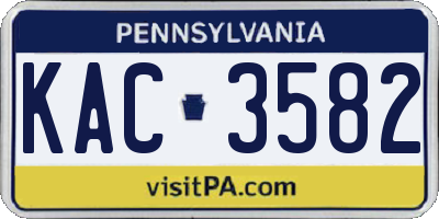 PA license plate KAC3582