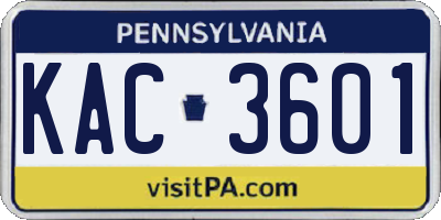 PA license plate KAC3601