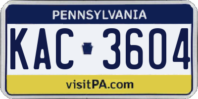 PA license plate KAC3604