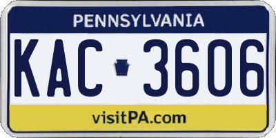 PA license plate KAC3606