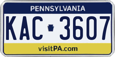 PA license plate KAC3607