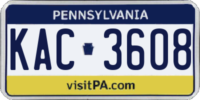 PA license plate KAC3608
