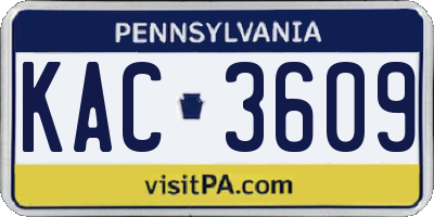 PA license plate KAC3609
