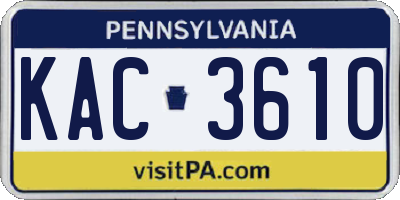PA license plate KAC3610