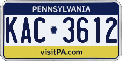 PA license plate KAC3612