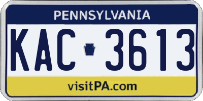 PA license plate KAC3613