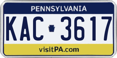 PA license plate KAC3617