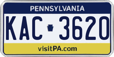 PA license plate KAC3620