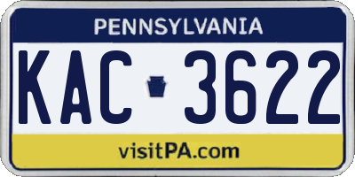 PA license plate KAC3622