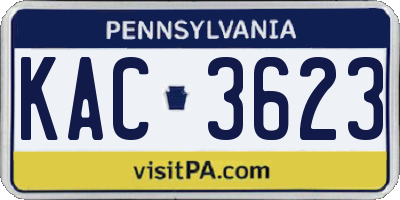 PA license plate KAC3623