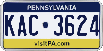 PA license plate KAC3624