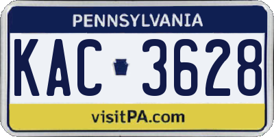 PA license plate KAC3628