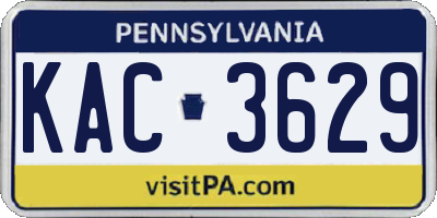 PA license plate KAC3629