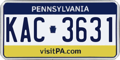 PA license plate KAC3631