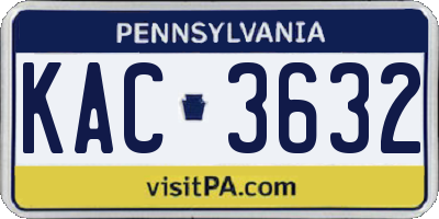 PA license plate KAC3632