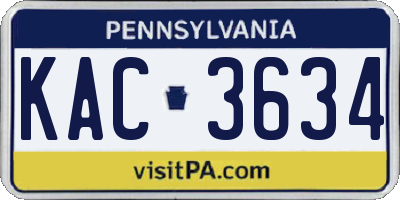 PA license plate KAC3634