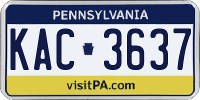 PA license plate KAC3637