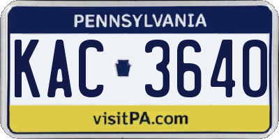 PA license plate KAC3640