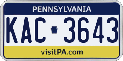PA license plate KAC3643