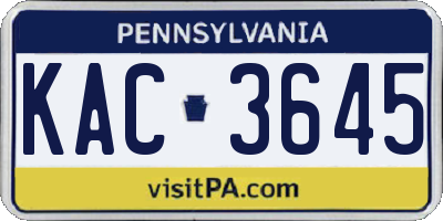PA license plate KAC3645
