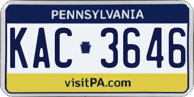 PA license plate KAC3646