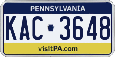 PA license plate KAC3648