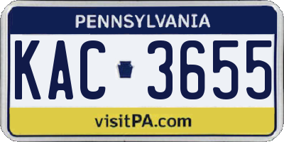 PA license plate KAC3655