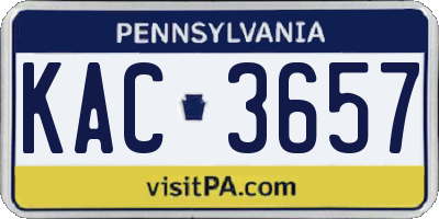 PA license plate KAC3657