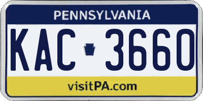 PA license plate KAC3660