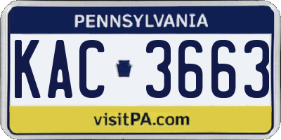 PA license plate KAC3663