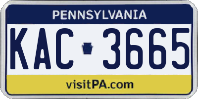 PA license plate KAC3665