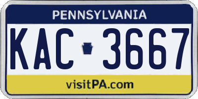 PA license plate KAC3667