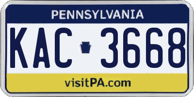 PA license plate KAC3668